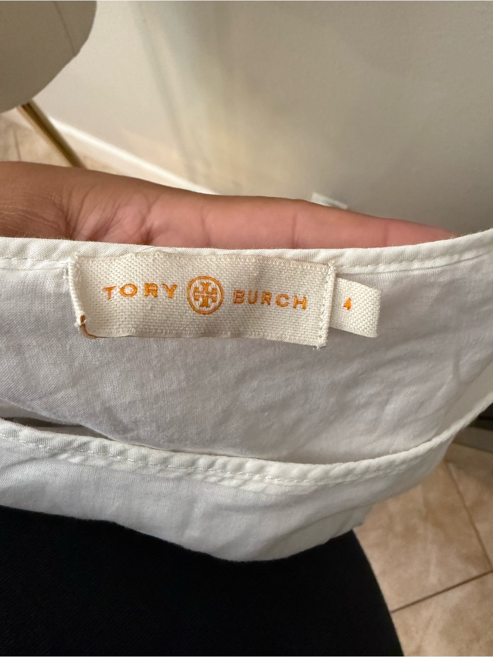 Tory Burch White Cotton Blouse Bell Sleeves sz 4 - Picture 4 of 4